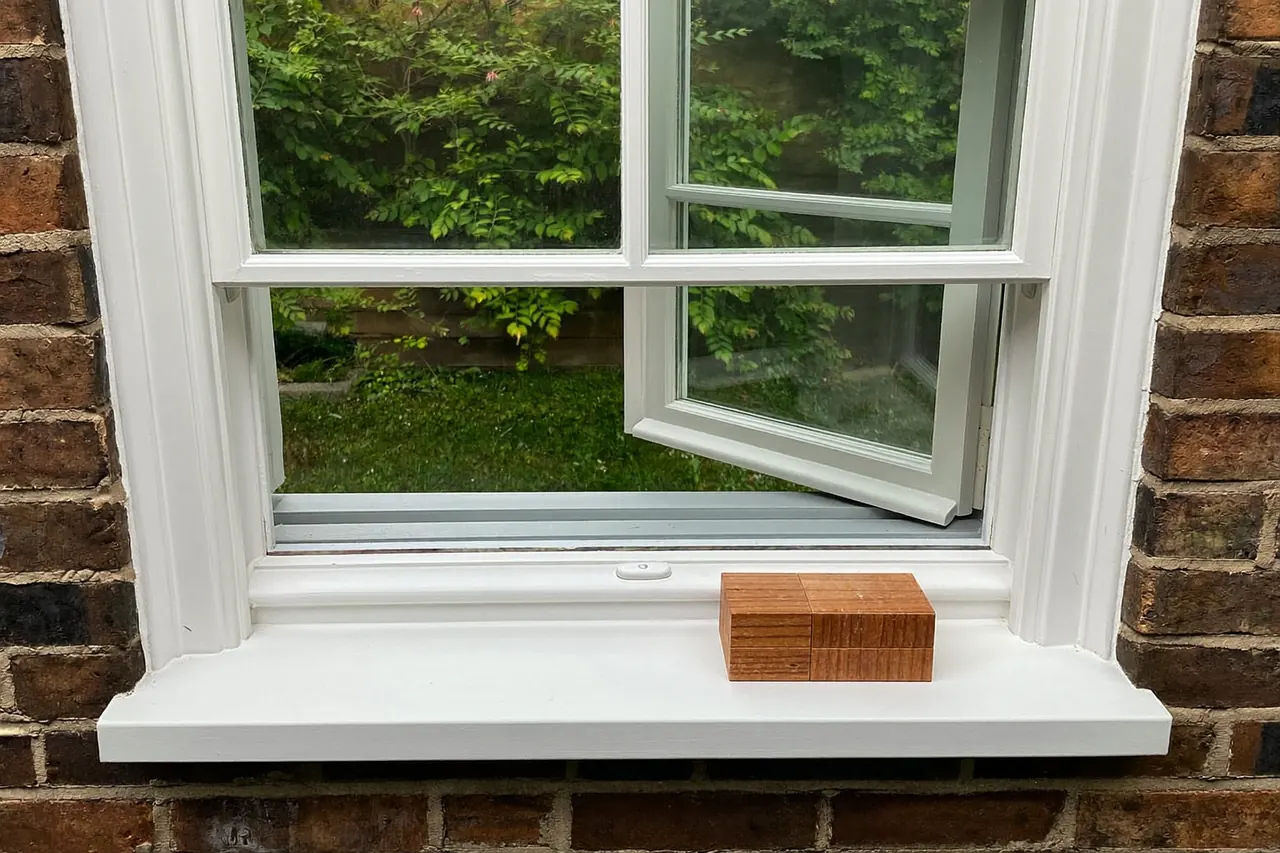 A flush casement window shown part-open